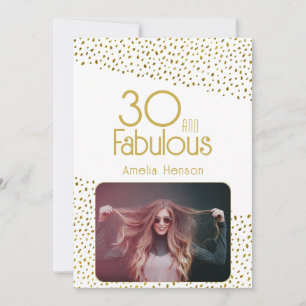 30 und Fabelhaft Gold Glitter Foto 30. Geburtstag Karte