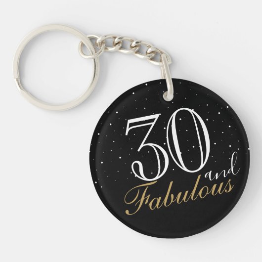 30 und fabelhafte Elegant Script Black 30. Geburts Schlüsselanhänger (Vorderseite)