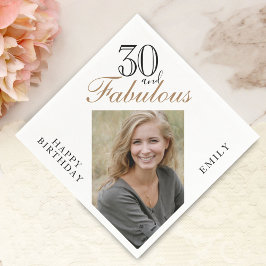 30 und fabelhafte Elegant Script Foto 30. Geburtst Serviette
