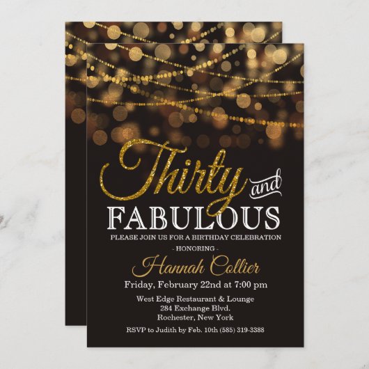 30 und fabelhafte Glitzer Geburtstagseinladung Einladung (Vorne/Hinten)