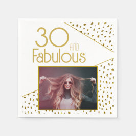 30 und fabelhafte Gold Glitzer Foto 30. Geburtstag Serviette