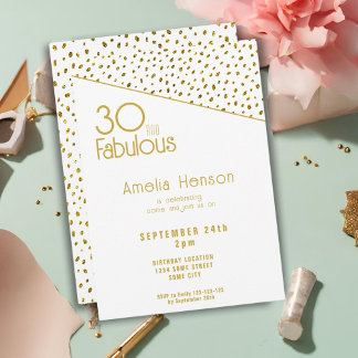 30 und fabelhafter Gold Glitzer 30. Geburtstag Einladung