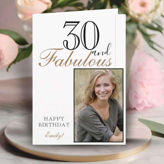 30 und fabelhaftes Elegant Birthday Foto Karte