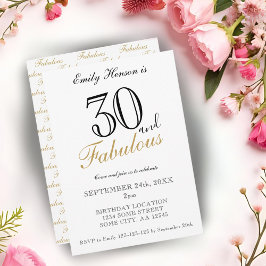 30 und Fabulous Elegant Script Geburtstag Einladung