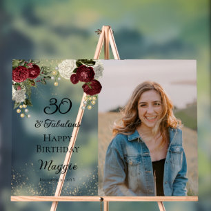 30 und Fabulous Glam Rose Floral Geburtstagsparty Acrylschild