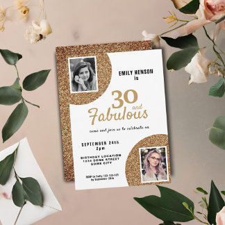 30 und fabulous Gold Glitzer 2 Foto 30. Geburtstag Einladung