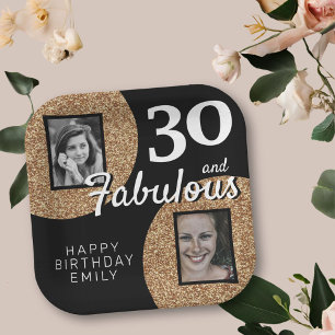 30 und fabulous Gold Glitzer 2 Foto 30. Geburtstag Pappteller