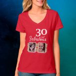 30 und fabulous Gold Glitzer 2 Foto 30. Geburtstag T-Shirt<br><div class="desc">30 und fabulous Gold Glitzer 2 Fotos 30. Geburtstag Roter T - Shirt. Der Text ist in weißer Farbe. Fügen Sie Ihre Fotos hinzu - Sie können ein altes und neues Foto verwenden.</div>