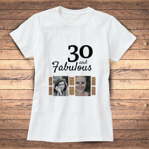 30 und fabulous Gold Glitzer 2 Foto 30. Geburtstag T-Shirt