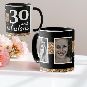 30 und fabulous Gold Glitzer 2 Foto 30. Geburtstag Tasse