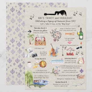 30 und Fabulous | New Orleans Birthday Itinerary Einladung