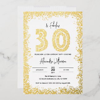 30 und Fantastisch 30. Geburtstagsfeier Echtgold Folieneinladung