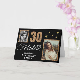 30 und Fantastisch Gold Glitter 2 Foto 30. Geburts Karte