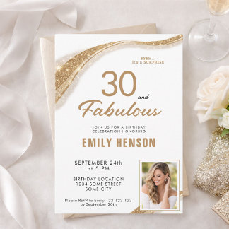 30 und Fantastisch Gold Glitter 30. Geburtstag Einladung