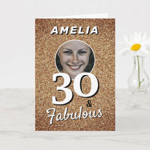 30 und Fantastisch Gold Glitter 30. Geburtstag Fot Karte