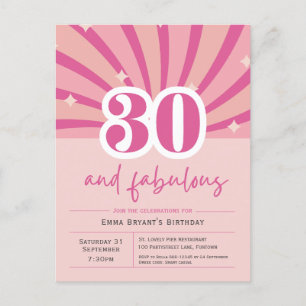 30 und Fantastisch Rosa 30. Geburtstagseinladung Postkarte