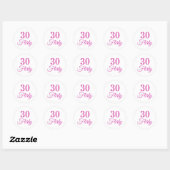 30 und Kokettes Hot-Pink Runder Aufkleber (Blatt)