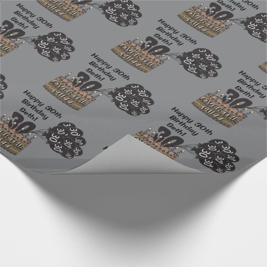 30 und über dem Hügel-Party-Thema Geschenkpapier (Ecke)