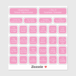 30 Vorlage für die rosa und weiße Reisebestätigung Aufkleber