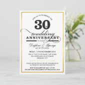 30. WEDDING ANNIVERSARY Klasse stilvolle Gold schw Einladung (Stehend Vorderseite)