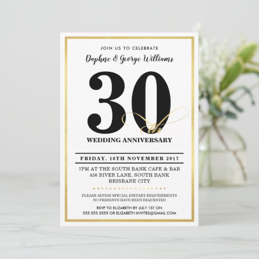 30. WEDDING JAHRESZEITALTER EINLADUNG (Stehend Vorderseite)