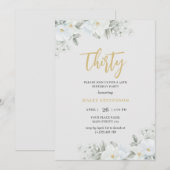 30 White & Gold Elegante Weißblume Geburtstag Einladung (Vorne/Hinten)