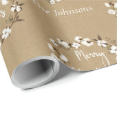 30"x15" Kraft Cotton Wreath Name Frohe Weihnachten Geschenkpapier (Rolleneckpunkt)