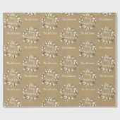 30"x15" Kraft Cotton Wreath Name Frohe Weihnachten Geschenkpapier (Flach)