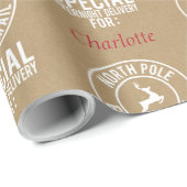 30"x15" Kraft Roter und Weißer Name aus Santa Geschenkpapier (Rolleneckpunkt)