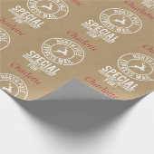 30"x15" Kraft Roter und Weißer Name aus Santa Geschenkpapier (Ecke)