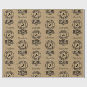 30" x15" Kraft schwarzer Name Nordpol aus Santa Geschenkpapier (Flach)