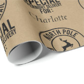 30" x6" Kraft schwarzer Name aus dem Papier "Santa Geschenkpapier (Rolleneckpunkt)