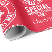 30"x6" roter weißer Name aus dem Weihnachtsblatt Geschenkpapier (Rolleneckpunkt)