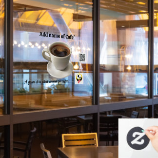 30" x 20" Coffee Cafe Fensterheber Fensteraufkleber