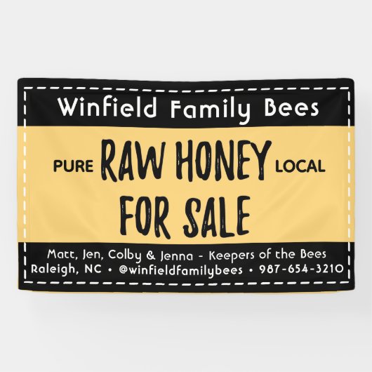 30 x 48" Farmer's Market Honey Table Banner Gelb (Horizontal)