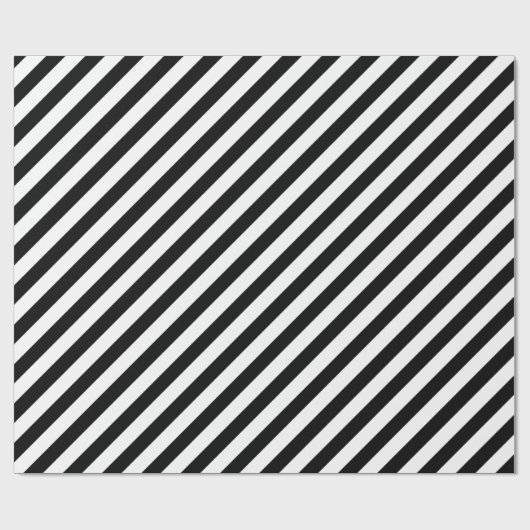30 x 6 matte Schwarz-weiße Diagonalstreifen Geschenkpapier (Flach)