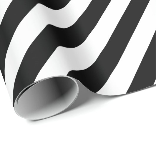 30 x 6 matte Schwarz-weiße Diagonalstreifen Geschenkpapier (Rolleneckpunkt)