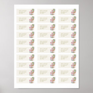 30 x Frühjahrs-Blumen-Adressen-Etiketten zum Ausdr Poster