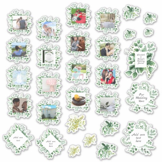 30 x WEDDING Journal Planner Greenery Foto Text Aufkleber (Vorderseite)