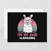 30 Year Old Bday Llamazing 30th Birthday Llama Postkarte (Vorne/Hinten)
