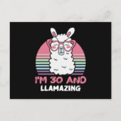 30 Year Old Bday Llamazing 30th Birthday Llama Postkarte (Vorderseite)