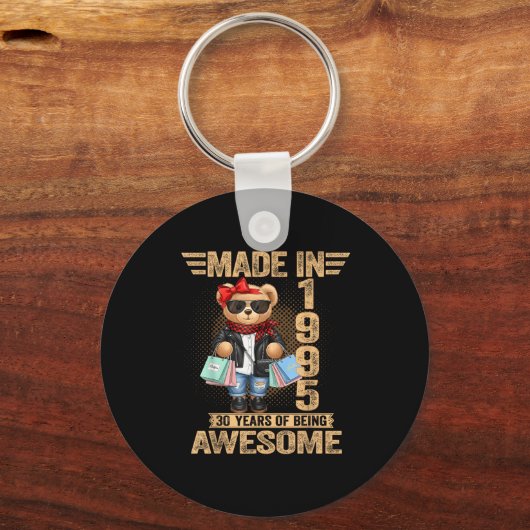 30 Year Old Made In 1995 Teddy Bear 30th Birthday  Schlüsselanhänger (Vorderseite)