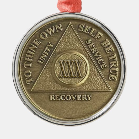 30 Year Sober Anniversary Medallion | Recovery Ornament Aus Metall (Vorne)