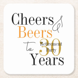 30 Years Retirement Cheers Beers Minimal Party Rechteckiger Pappuntersetzer