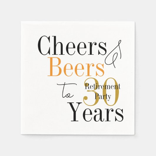 30 Years Retirement Cheers Beers Minimal Party Serviette (Vorderseite)