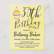 30. Yellow Cupcake Watercolor Geburtstag