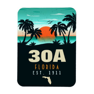 30a Route Florida Retro Sonnenuntergang Souvenirs Magnet