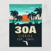 30a Route Florida Retro Sunset Souvenirs 60er Postkarte (Vorderseite)