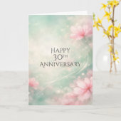 30th Anniversary Dreamy Flowers On Mint Green  Karte (Gelbe Blume)
