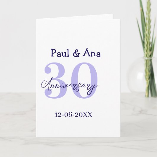 30th anniversary purple bold letter name simple re karte (Vorderseite)